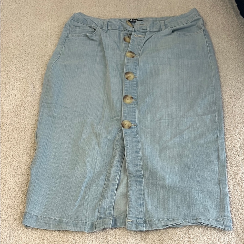 d. jeans Light Blue Button-Front Pencil Skirt